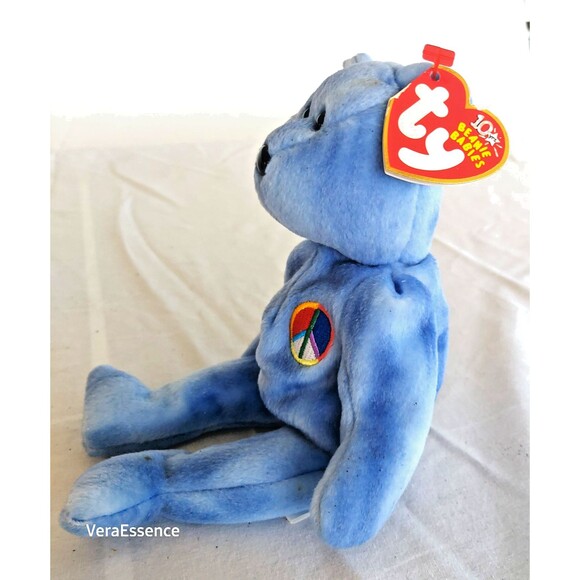 TY Beanie Baby PEACE 2003 the Bear Blue Tie Dye Version 8.5 inch - Picture 2 of 8